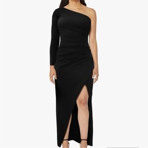 Black One-Shoulder Formal Evening Gown